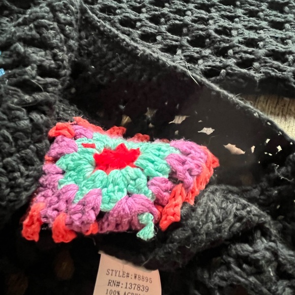 Debut Black Crochet Cardigan with Multicolor Squares - Picture 3 of 3